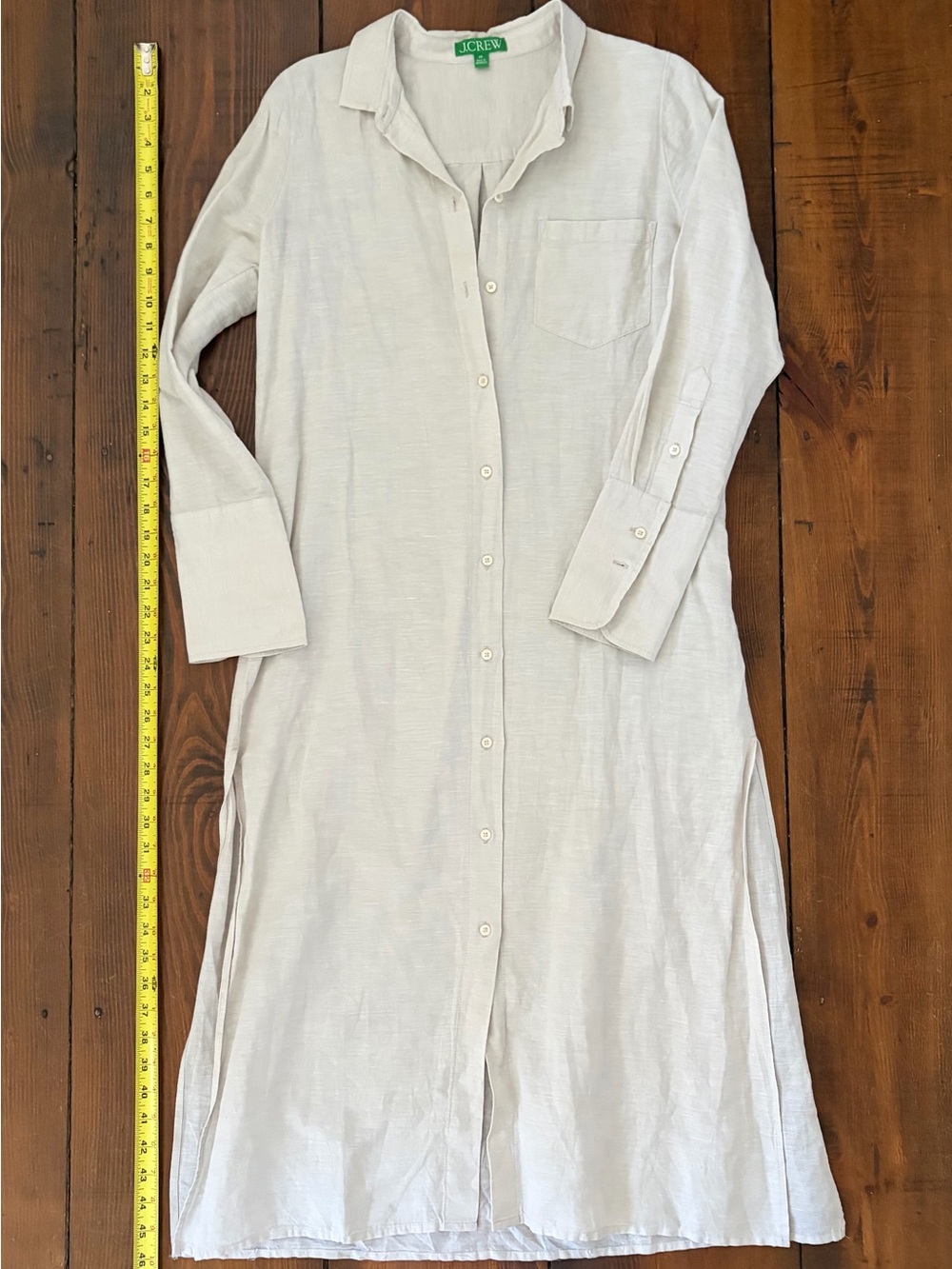 J. Crew Light Beige Button-Front Linen Swim Coverup - Picture 3 of 6